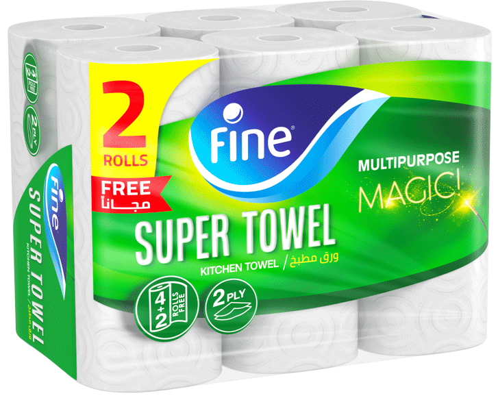 فاين ورق مطبخ سوبر  4 رول + 2 رول مجانا