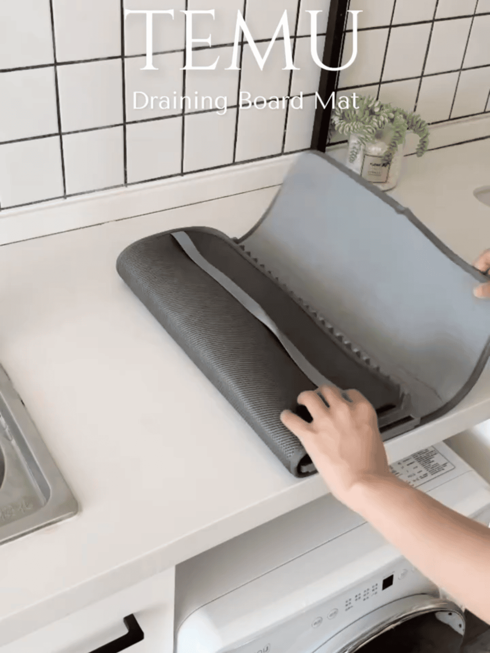 سجادة تجفيف أطباق مع حامل قابل للطي