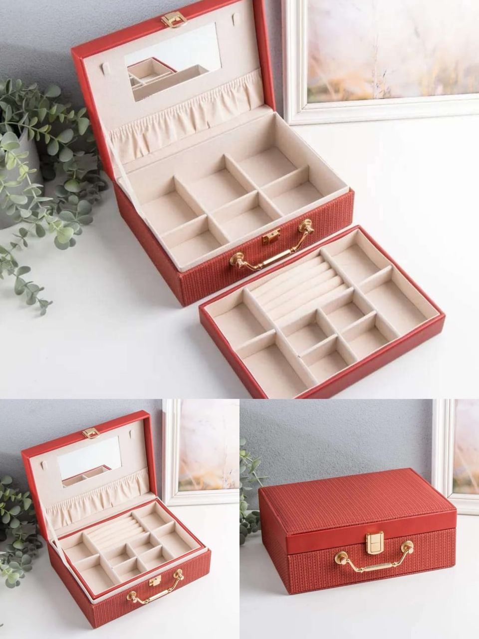 صندوق مجوهرات فاخر-أحمر