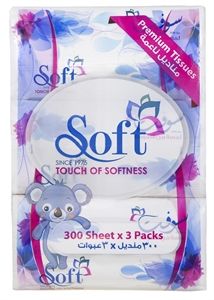 سوفت مناديل وجه 300منديل 3 علب
