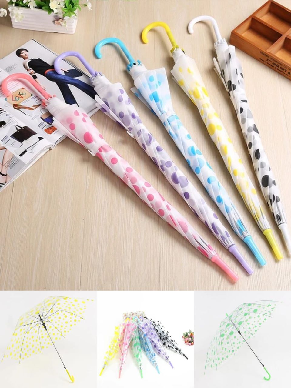 مظلة شفافة بنمط منقط