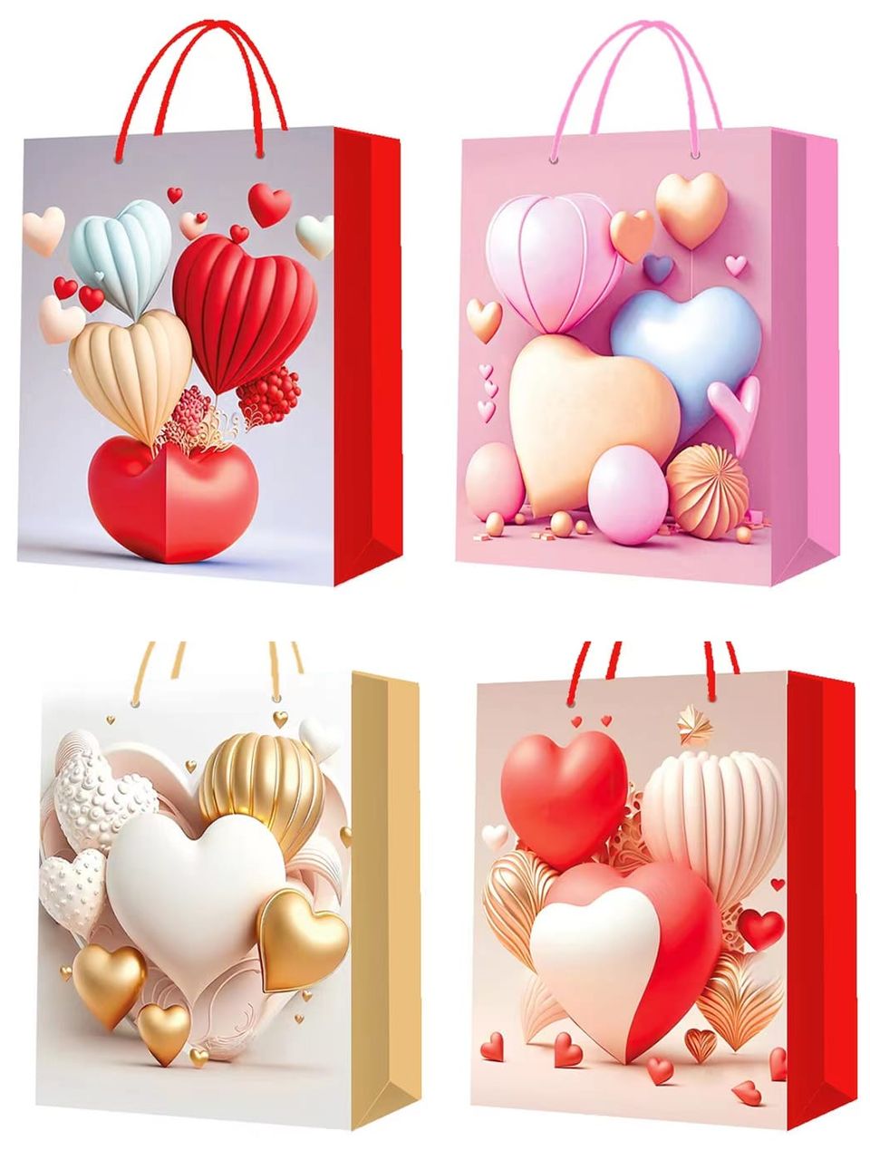 حقيبة هدايا لامعة بتصميم قلب