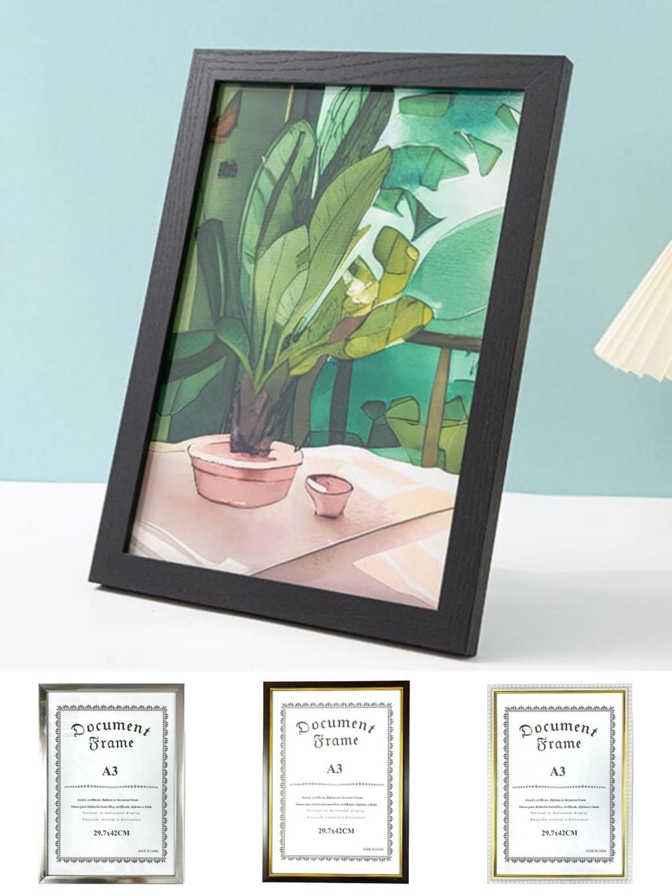 إطار خشبي A3، أسود