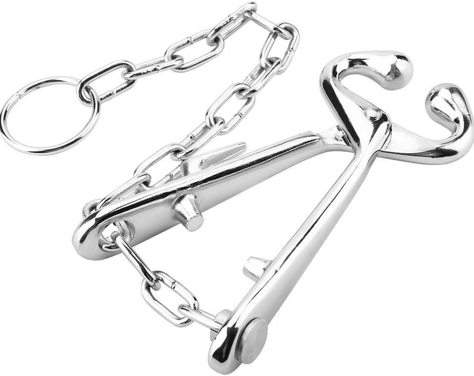 كماشة حلقية لأنف الابقار ، مشبك من الفولاذ المقاوم للصدأ لحيوانات الثور مع أداة سحب السلسلة