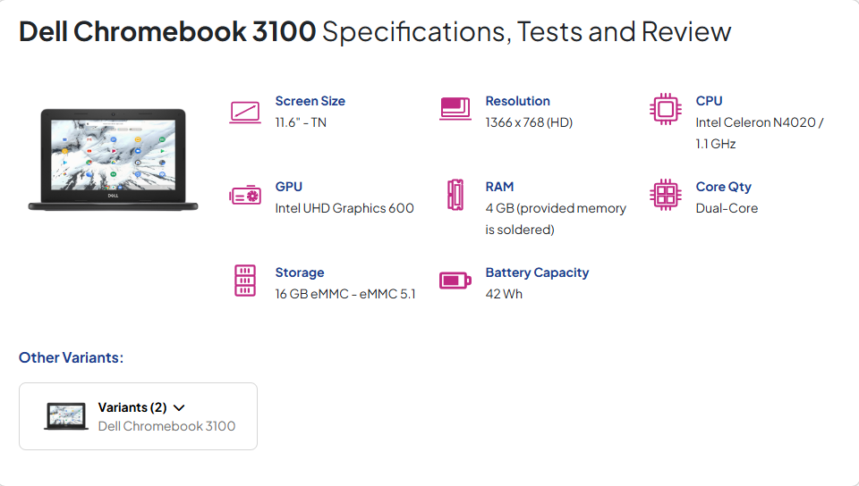 Dell Chromebook Intel Celeron Touch Screen (180ْ)