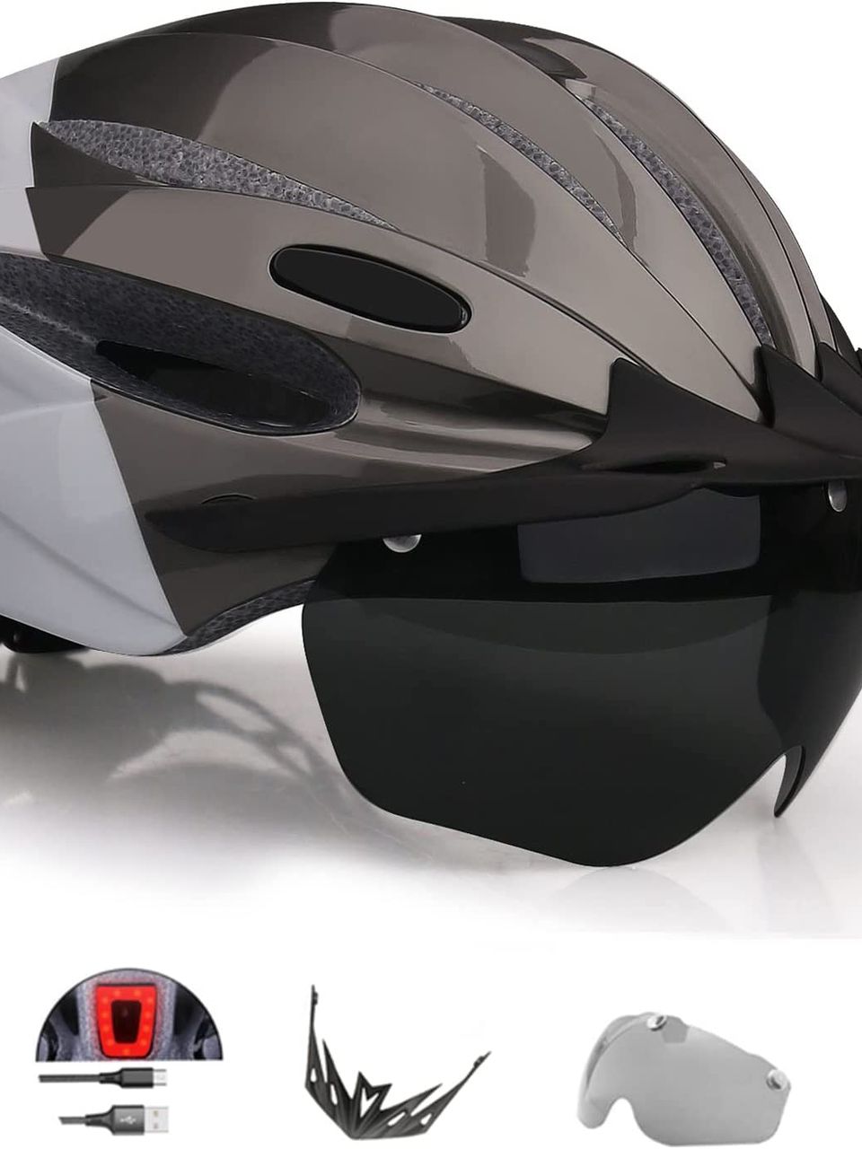 خوذة مع نظارة وضوء خلفى