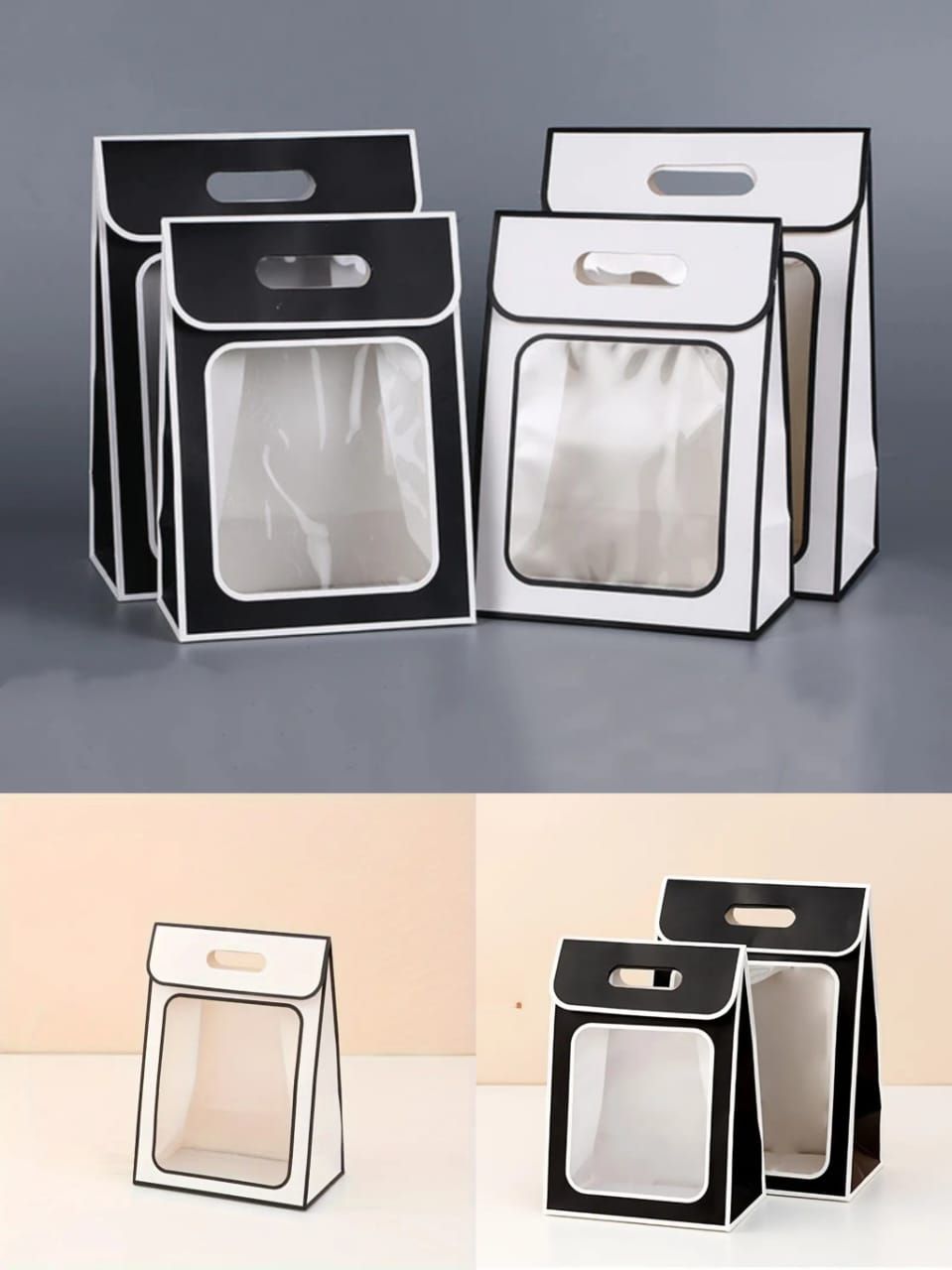 حقيبة هدايا مثلثة مع نافذة شفافة