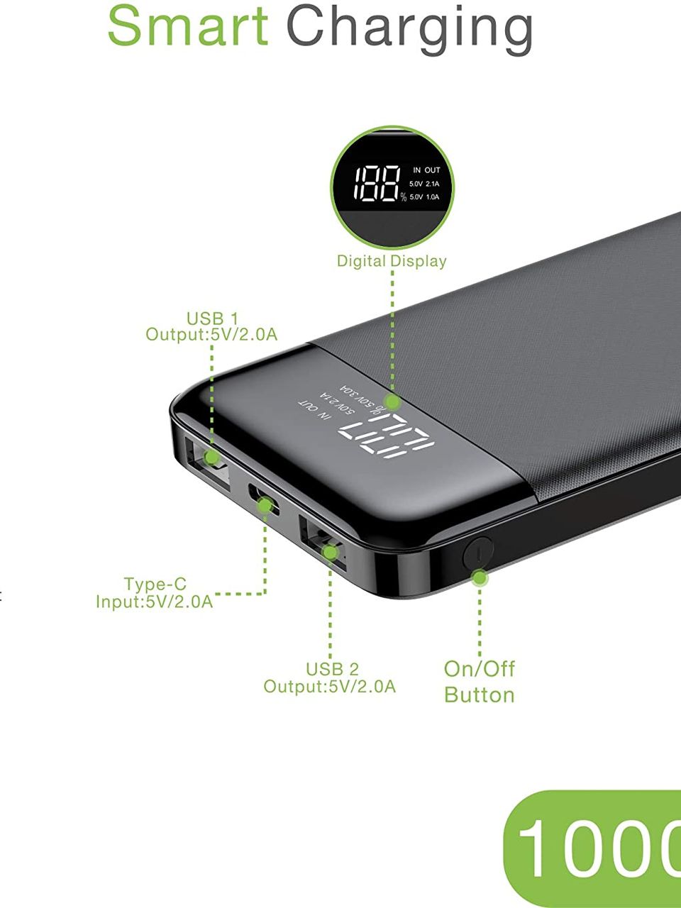 Veger 10000 mAh Power Bank with Display